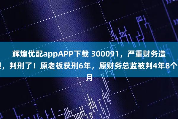 辉煌优配appAPP下载 300091，严重财务造假，判刑了！原老板获刑6年，原财务总监被判4年8个月