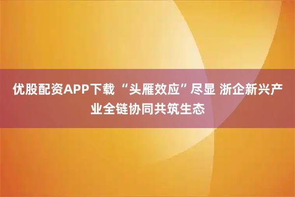 优股配资APP下载 “头雁效应”尽显 浙企新兴产业全链协同共筑生态